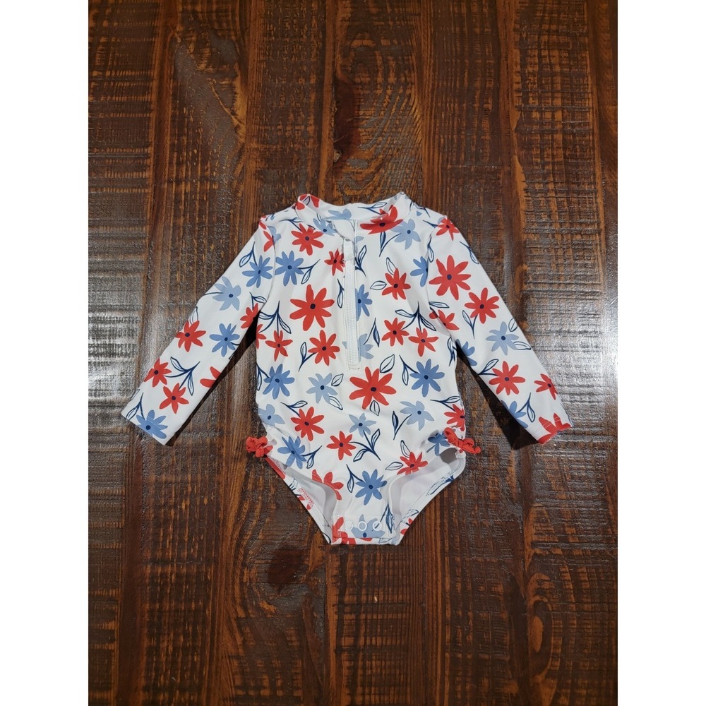 Carter's Just One You Baby Girls Long Sleeve Floral One-Piece Rashguard Swimsuit